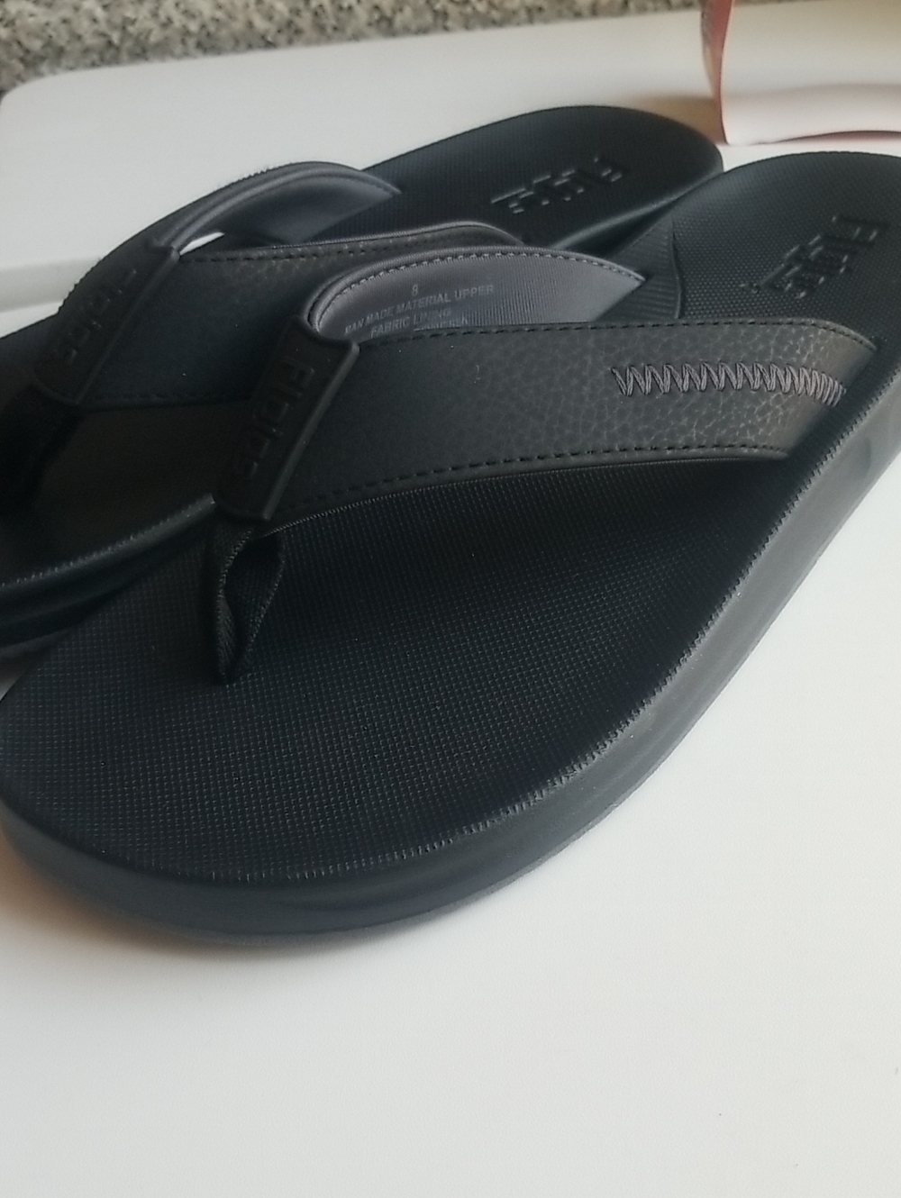 Flojos Men's Black Thong Sandals - Textured Footbed